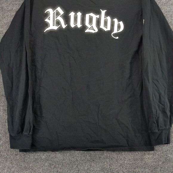 Rugby Elegant Violence Long Sleeve T-shirt Mens Medium Black Embroidered - Picture 4 of 14